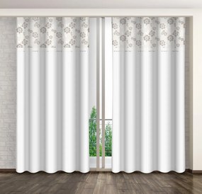 Tenda decorativa bianca con stampa di fiori beige Larghezza: 160 cm | Lunghezza: 250 cm