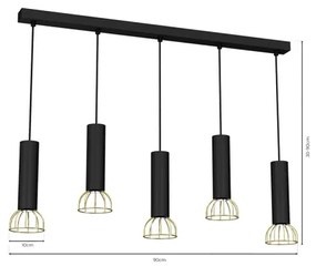 Lampadario su filo DANTE 5xGU10/25W/230V nero/oro