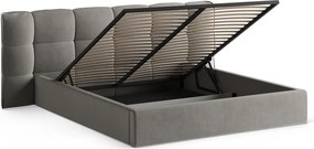 Letto matrimoniale imbottito grigio con contenitore con rete inclusa 140x200 cm Eric – Micadoni