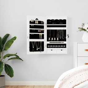 Armadio Portagioie Con Specchio A Muro Bianco 37,5x10x67 Cm /