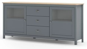 Cassettiera verde polveroso in pino massiccio 180x80x40 cm Misti – Marckeric