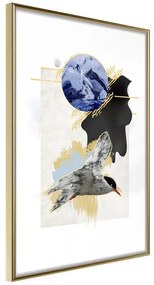 Poster  Abstraction with a Tern  Cornice Quadri Cornice d'oro, Larghezza x Altezza Home decor 40x60