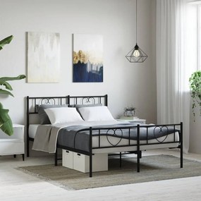 Giroletto Con Testiera E Pediera Metallo Nero 140x190 Cm /