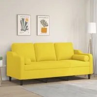 Divano a 3 Posti con Cuscini Giallo Chiaro 180 cm in Tessutocod mxl 70986