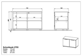 Scarpiera in rovere con panca Fremont - Germania