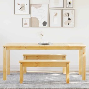 Set Da Pranzo 3 Pz Panama İn Legno Massello Di Pino /