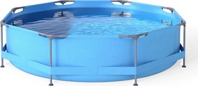 Costway Piscina fuori terra rotonda con struttura metallica e pompa filtro, Piscina da giardino per adulti capacità 4383L 3 M x 76 CM Blu