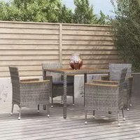 Set da Pranzo da Giardino 5 pz con Cuscini in Polyrattan Grigio 3187365