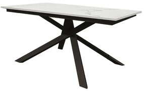 Tavolo VOLPAIA in legno, finitura marmo bianco statuario e metallo verniciato antracite, allungabile 120&#215;80 cm &#8211; 170&#215;80 cm
