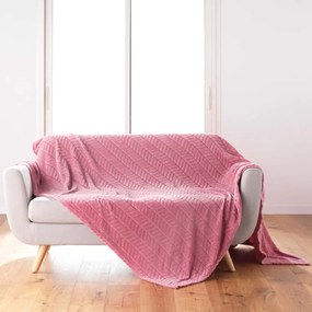 Copriletto in microflanella rosa 180x220 cm Arya - douceur d'intérieur