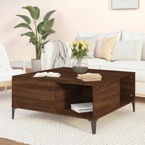 Tavolino Salotto Rovere Marrone 80x80x36,5 Cm Legno Multistrato /