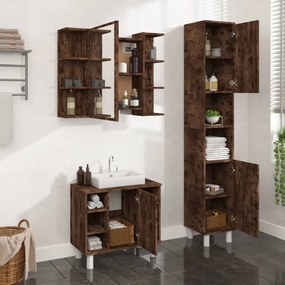 Set Mobili Da Bagno 3 Pz Rovere Fumo İn Legno Multistrato /