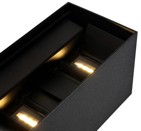 Lampada da parete per esterni nera con LED integrati 4 luci IP54 - Edwin