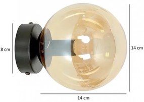 Lampada da Parete ROSSI K1 BL E14 Grafite,Trasparente, Miele Colore del corpo Miele