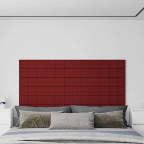 Pannelli Murali 12 Pz Rosso Vino 90x15 Cm Tessuto 1,62 M² /