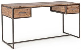 Scrivania ELMER in legno di acacia e acciaio antracite, 150&#215;60 cm