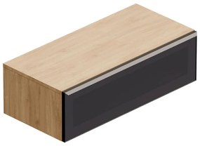 Mobile da bagno sotto lavabo Star rovere - nero/vetro dark grey L 100.3 x H 30 x P 46 cm 1 cassetto, lavabo non incluso