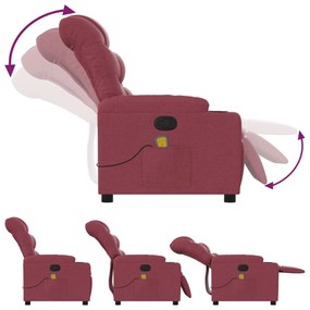 Poltrona massaggiante reclinabile rosso vino in tessuto