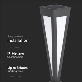 Lampada solare LED LED/2W/3,7V IP65 3000K nero