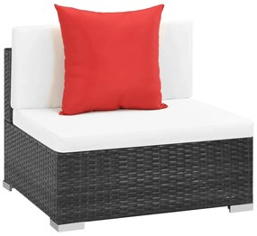 Set divani da giardino 7 pz con cuscini in polyrattan nero