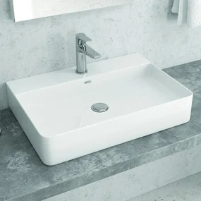 Kamalu - Lavabo appoggio filo muro 60cm ceramica bianca | Litos-0005