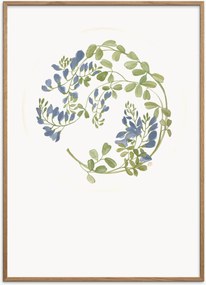 Poster incorniciato in legno di quercia Blue Climber