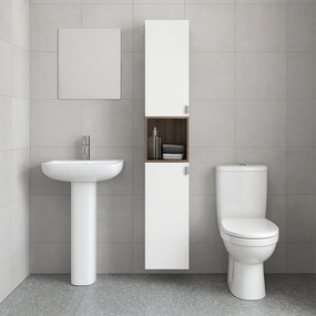 Colonna per mobile bagno Modern SENSEA 2 ante P 30 x L 30 x H 161.6 cm Bianco e noce laccato truciolare