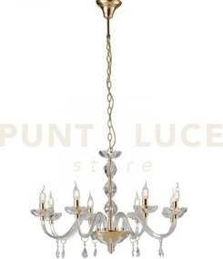 Lampadario riflesso oro 8 luci attacco e14 83x190cm decorato in cri...
