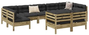 Set divani da giardino 9pz con cuscini legno impregnato di pino
