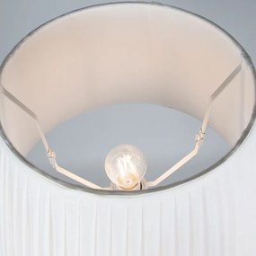 Lampada da terra retrò in ottone con paralume plissé crema 45 cm - Kaso