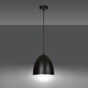 Sospensione 1 Luce Reartù In Acciaio Nero A Cupola Nero E Bianco