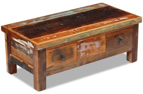Tavolino da Caffè con Cassetti in Legno Recuperato 90x45x35 cm