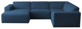 Divano angolare blu scuro in tessuto bouclé (a U) Roxy - Scandic