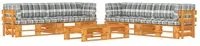 Set Divani in Pallet con Cuscini 6 pz in Pino Impregnato Miele 3067034