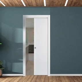Porta interna scorrevole Altair in MDF laccato colore bianco, L 90 x H 210 cm, apertura reversibile