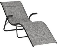 EasyComfort Lettino Prendisole Pieghevole Ergonomico da Esterno in Metallo e Tessuto a Rete, 170x62x68cm, Grigio