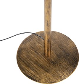 Lampada da terra moderna oro con paralume nero con oro - Simplo
