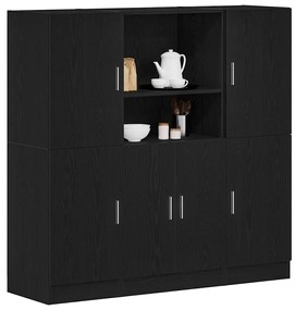 Set Di Mobili Da Cucina 3 Pz Nero İn Truciolato /
