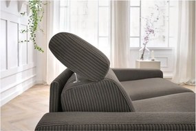 Divano grigio/marrone allungabile con rivestimento in velluto a coste 195 cm Monaco – Bobochic Paris