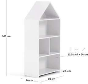 Kave Home - Libreria a casetta per bambini Celeste in MDF bianca 50 x 105 cm