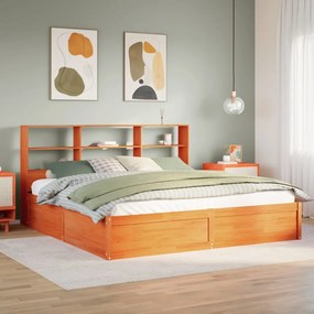 Giroletto Senza Materasso Marrone Cera 180x200 Cm Legno Di Pino /