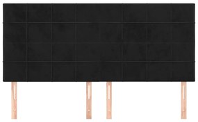 Testiere 4 pz nere 100x5x78/88 cm in velluto