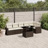 Set Divani da Giardino 7 pz con Cuscini Marrone in Polyrattan 3267293