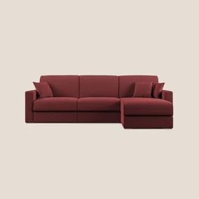 Best Divano letto angolare con penisola in tessuto smacchiabile QuickClean T08 rosso 258 cm Sinistro (mat. 120x197)