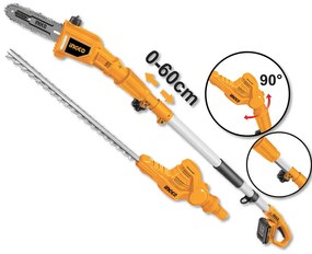 Sega telescopica a batteria P20S con tagliasiepi, batteria e caricabatteria