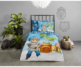 Set copripiumino e federa da bambini blu in cotone per letto singolo ed esteso 140x220 cm Knight – Good Morning