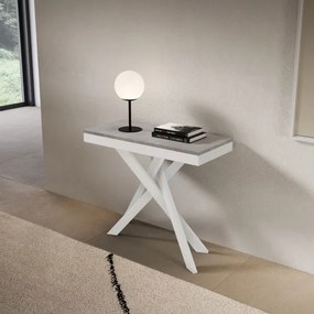 Consolle allungabile Libo Evolution - Cemento telaio bianco 90x40/300 cm