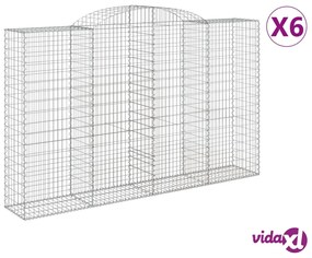 vidaXL Cesti Gabbioni ad Arco 6 pz 300x50x180/200 cm Ferro Zincato