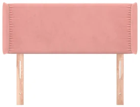 Testiera ad orecchio rosa 83x16x78/88 cm in velluto