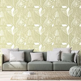 Carta da parati – Foglie magiche in versione verde